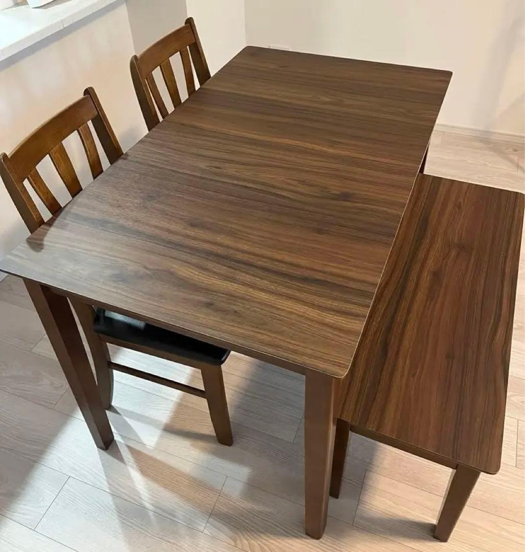 【引取】ダイニングテーブルセット　４人掛け　テーブル1台、チェア2脚、ベンチ