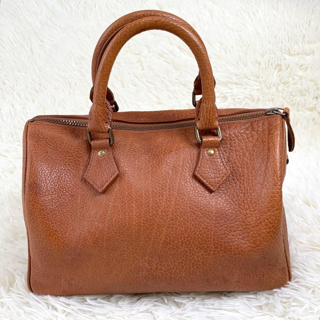 ポロラルフローレン　レザー　ハンドバック　ミニボストンバッグ　ブラウン