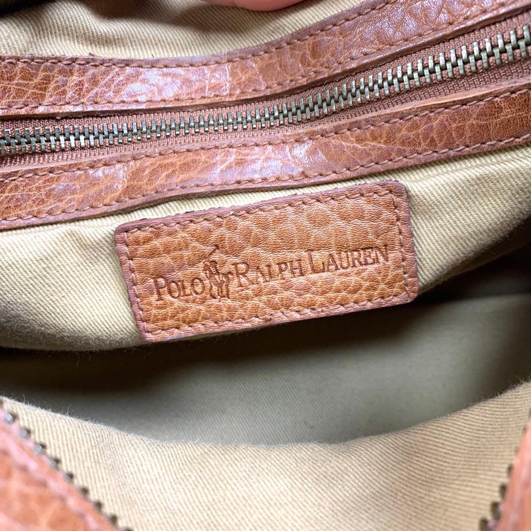 ポロラルフローレン　レザー　ハンドバック　ミニボストンバッグ　ブラウン