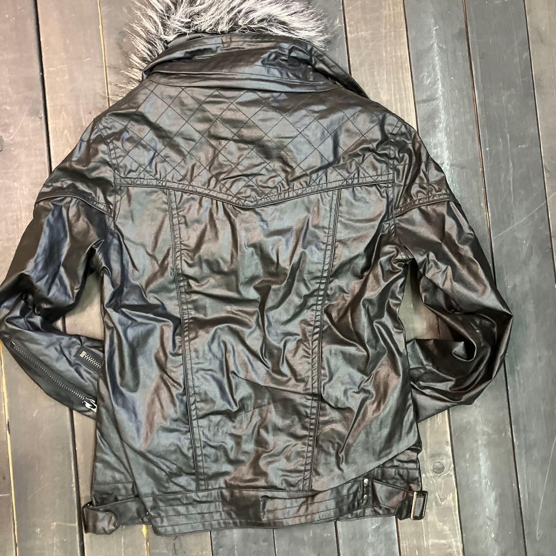 d*7様 VICE FAIRY ファー付きフェイクレイヤードライダースジャケット