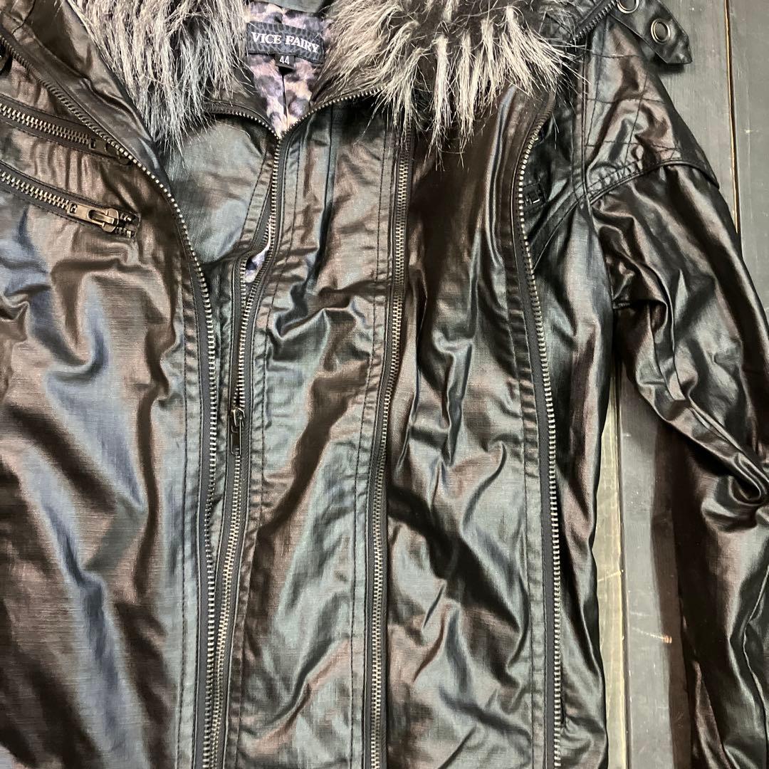 d*7様 VICE FAIRY ファー付きフェイクレイヤードライダースジャケット