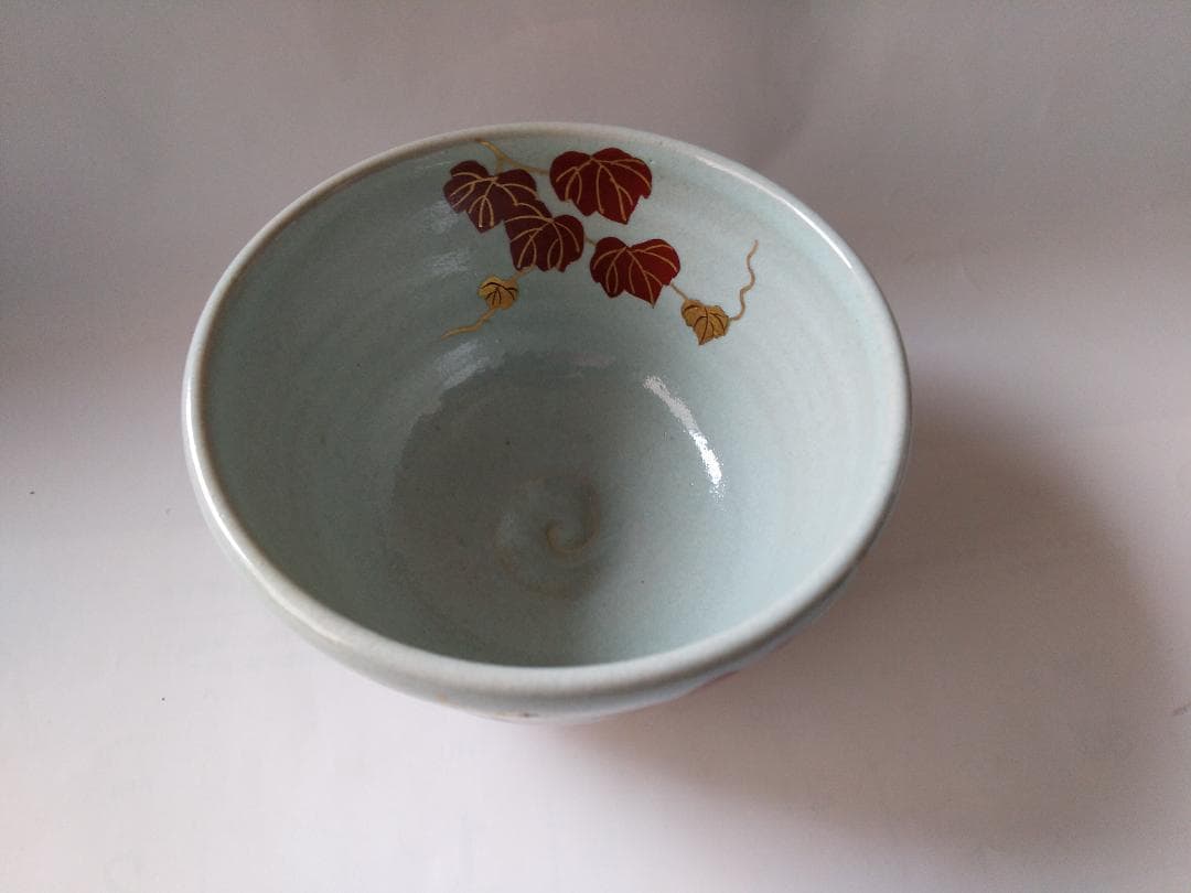 橋本紫雲 平安紫雲 色絵 失透釉 蔦ニ百舌文 茶碗 共箱 共布 茶道具 新品