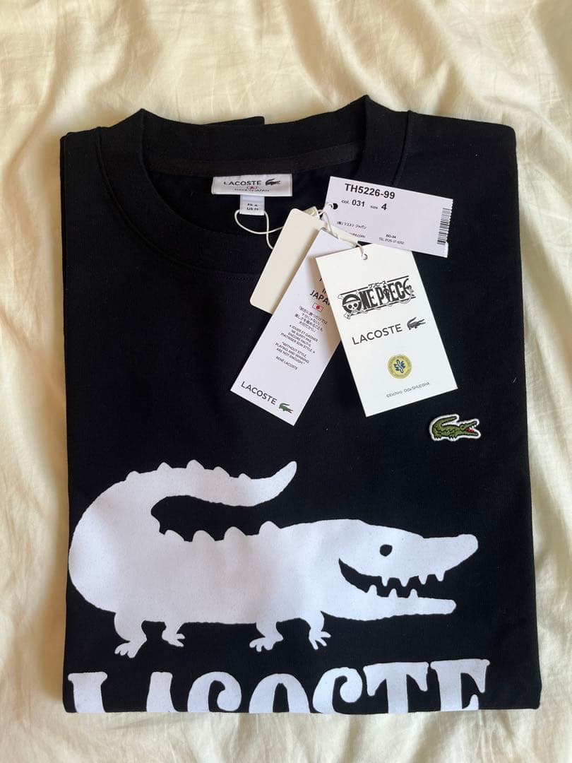 Lacoste × ONE PIECE ワニロゴ　Tシャツ　ブラック　ワンピース