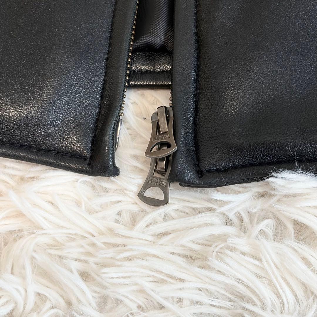 【美品】ナノユニバース シングルレザージャケット ラムレザー 本革 ブラック M