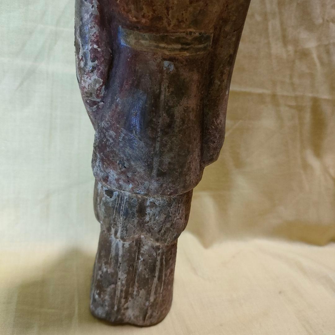 加彩人物俑　侍者　中国古陶　古玩