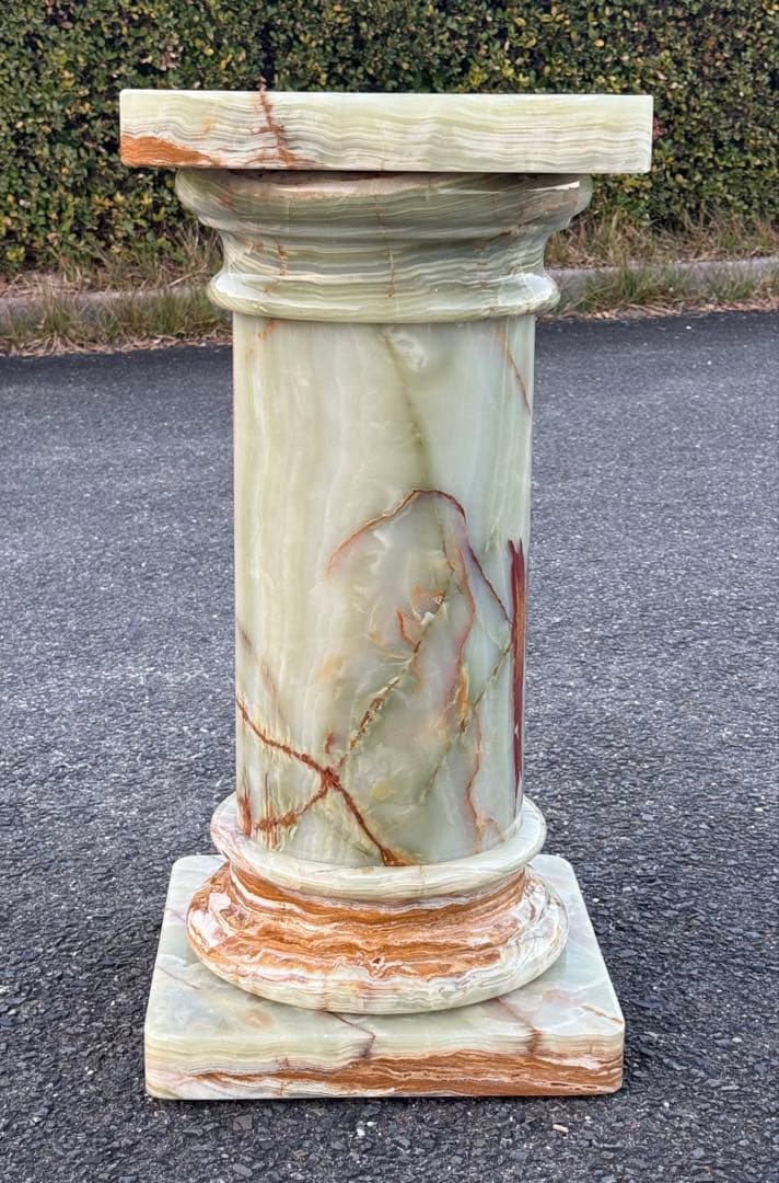 ①高72cm♪ 天然石 大理石 グリーンオニキス 飾り台 オブジェ