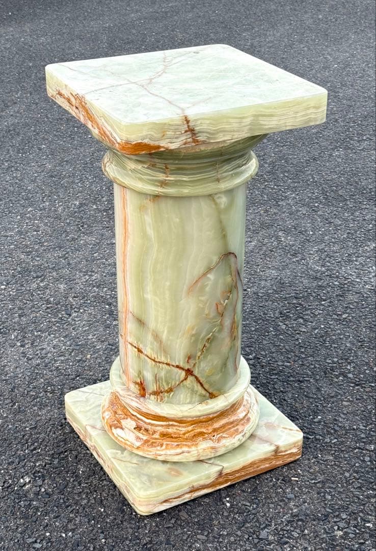 ①高72cm♪ 天然石 大理石 グリーンオニキス 飾り台 オブジェ