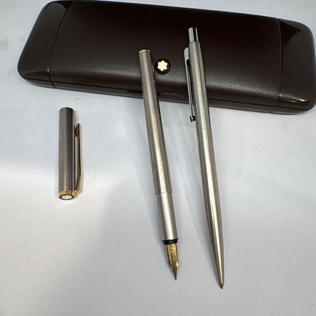 モンブランブラウンケース付きボールペン・万年筆2本セット14k