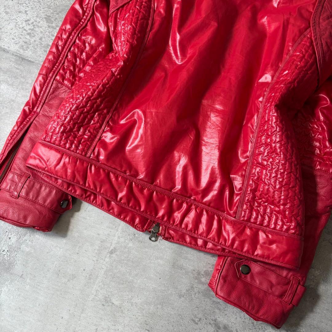 2000's leather × nylon riders jacket y2k