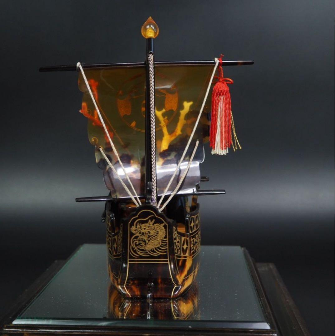 送料無料　本鼈甲宝船　赤血珊瑚・白珊瑚付　本物保証　時代物