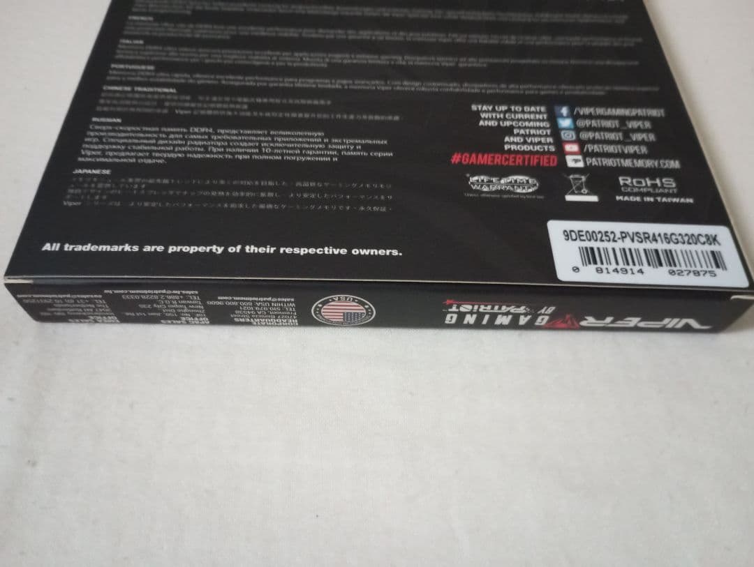 メモリー Viper Steel RGB DDR4 16GB(8GBx2) 3200MHz