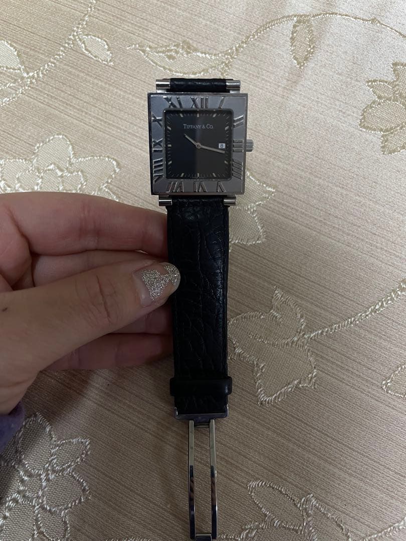 Tiffany & Co. アナログ腕時計 ブラックレザー