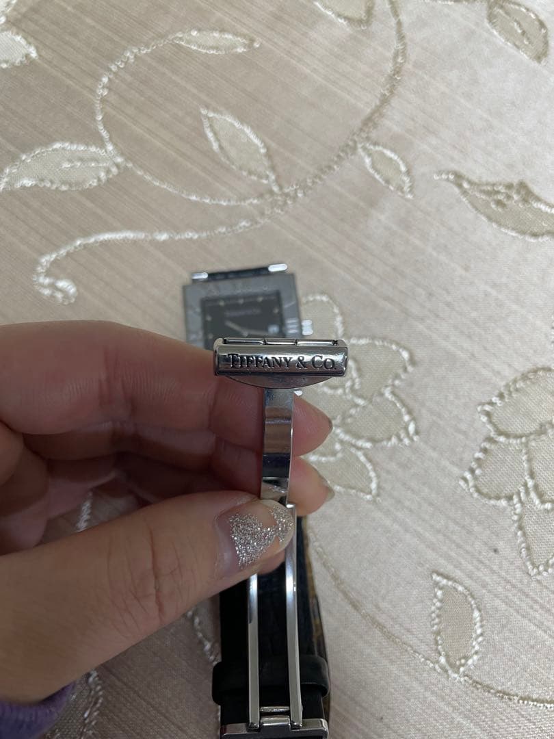 Tiffany & Co. アナログ腕時計 ブラックレザー