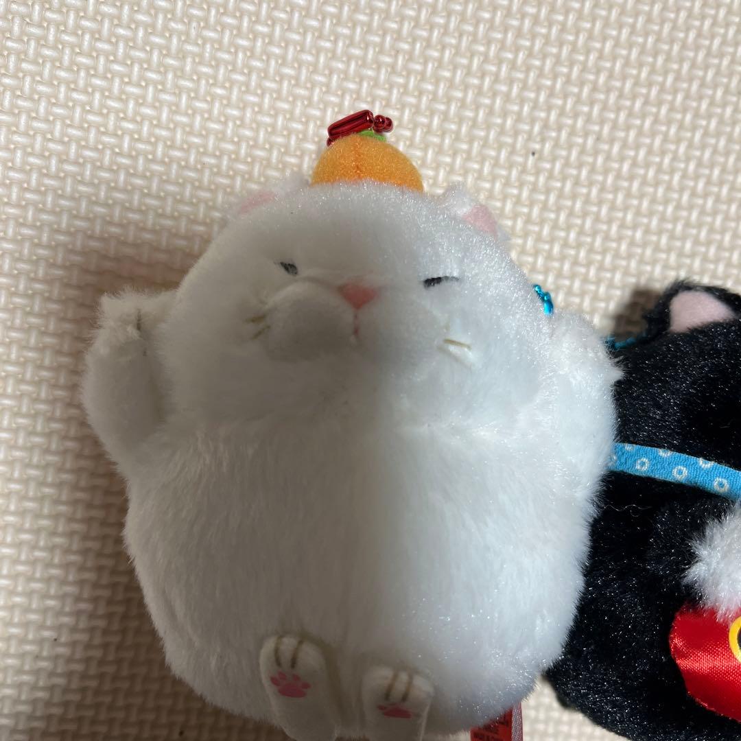 ひげまんじゅう 招き猫　鯛もち みかん　プライズ 猫 マスコット キーホルダー