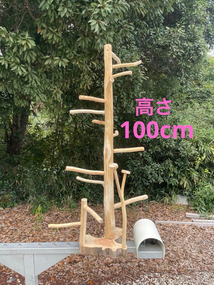 国産ヒノキ　鳥用止まり木　スタンド　アスレチック階段　約100センチ