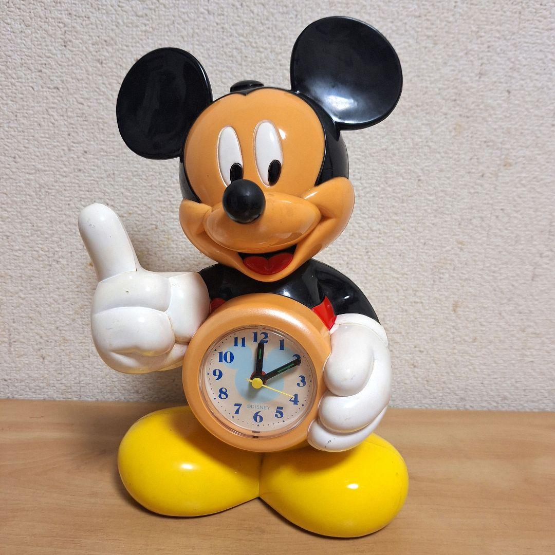 ミッキーマウス 目覚まし時計　置き時計　ディズニー　昭和レトロ　置き時計　動作品