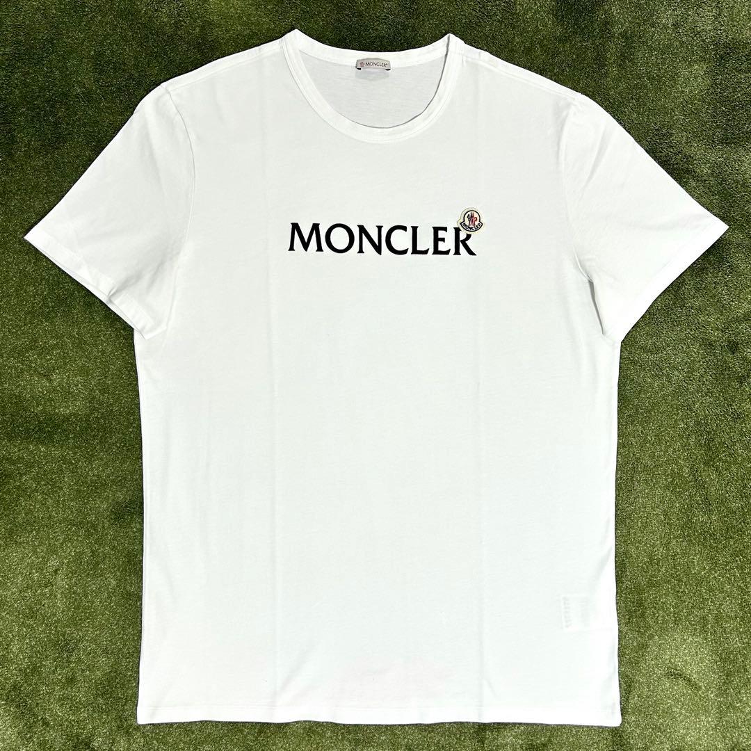 【良品】MONCLER モンクレール ロゴ 半袖 Tシャツ ホワイト 3XL