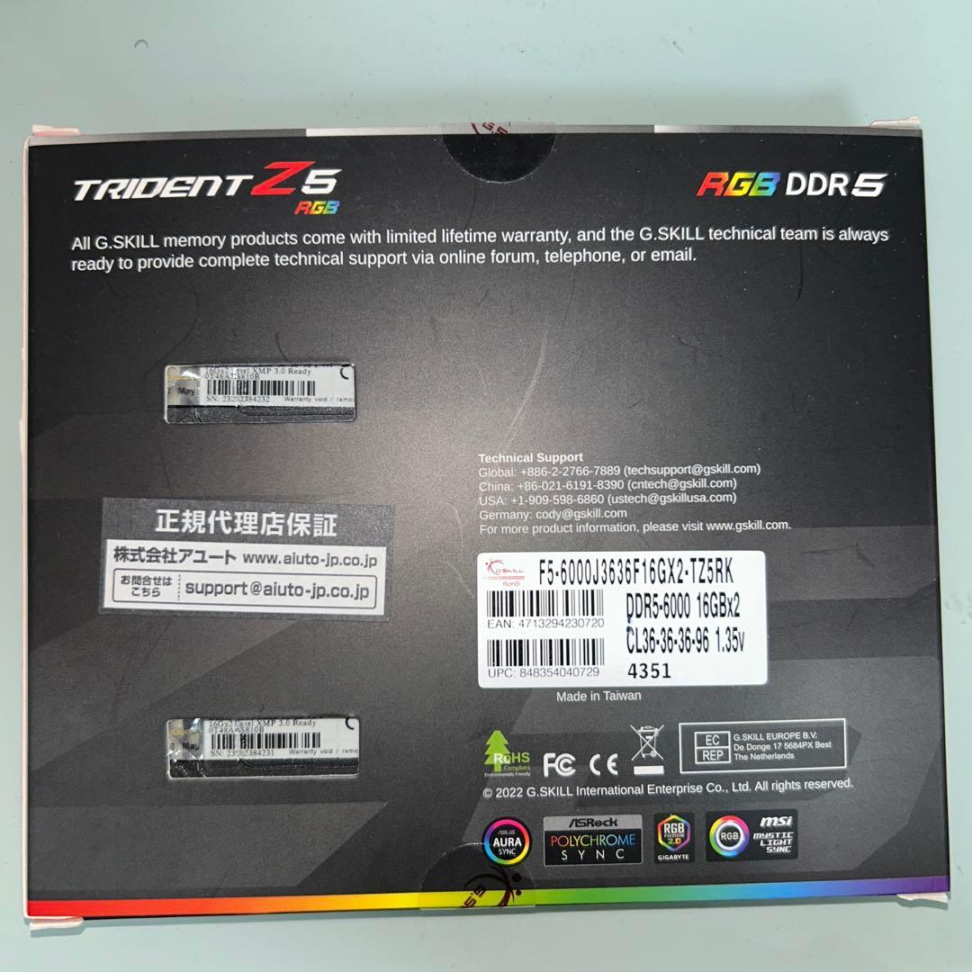 G.SKILL DDR5-6000 32GB(16GB×2) メモリ