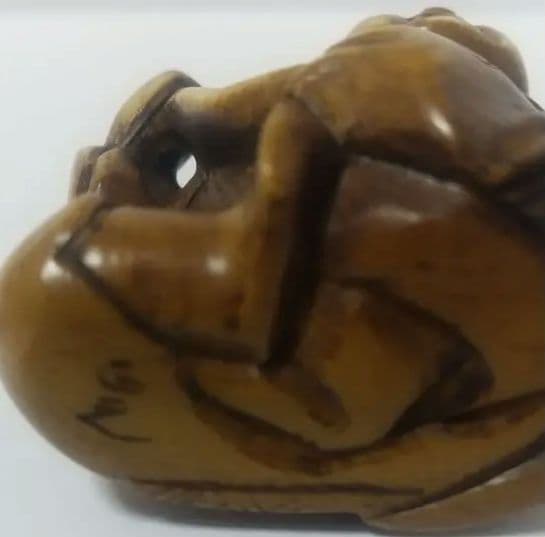 江戸根付 骨董 ２種 天然素材 在銘