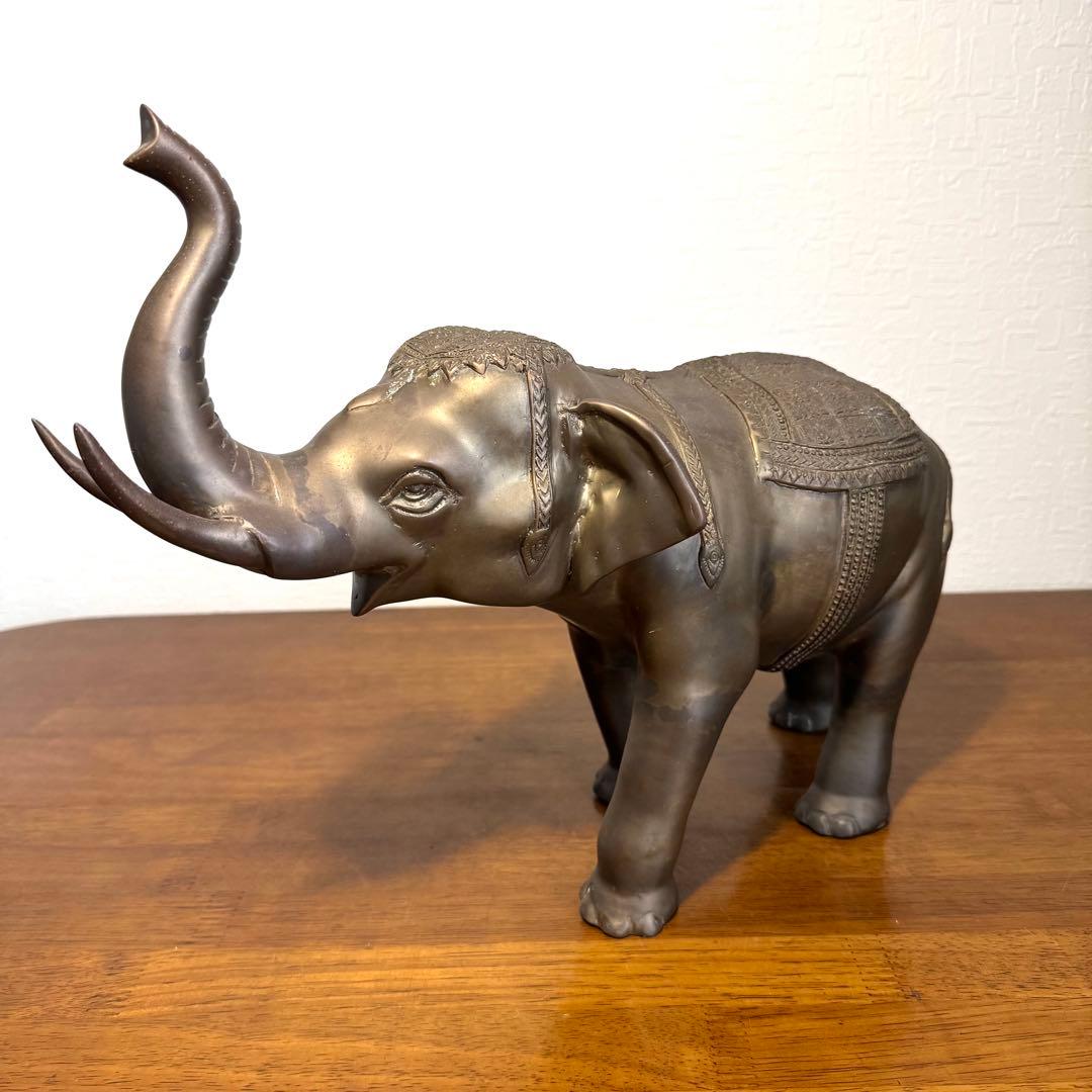 希少 レア 真鍮製 約4.1kg 象 ゾウ 置物 アンティーク ヴィンテージ