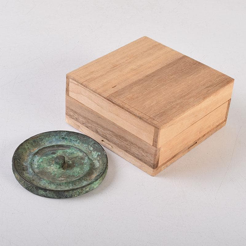 中国　古銅青銅　銅鏡　古鏡　紙鎮　文鎮　時代箱　M　R9328