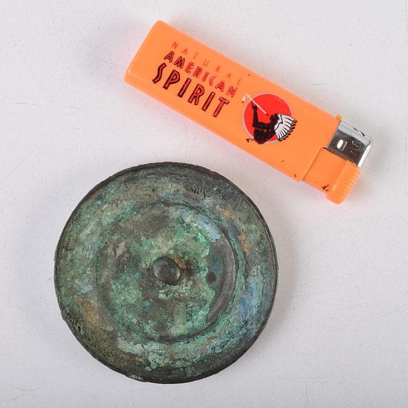 中国　古銅青銅　銅鏡　古鏡　紙鎮　文鎮　時代箱　M　R9328