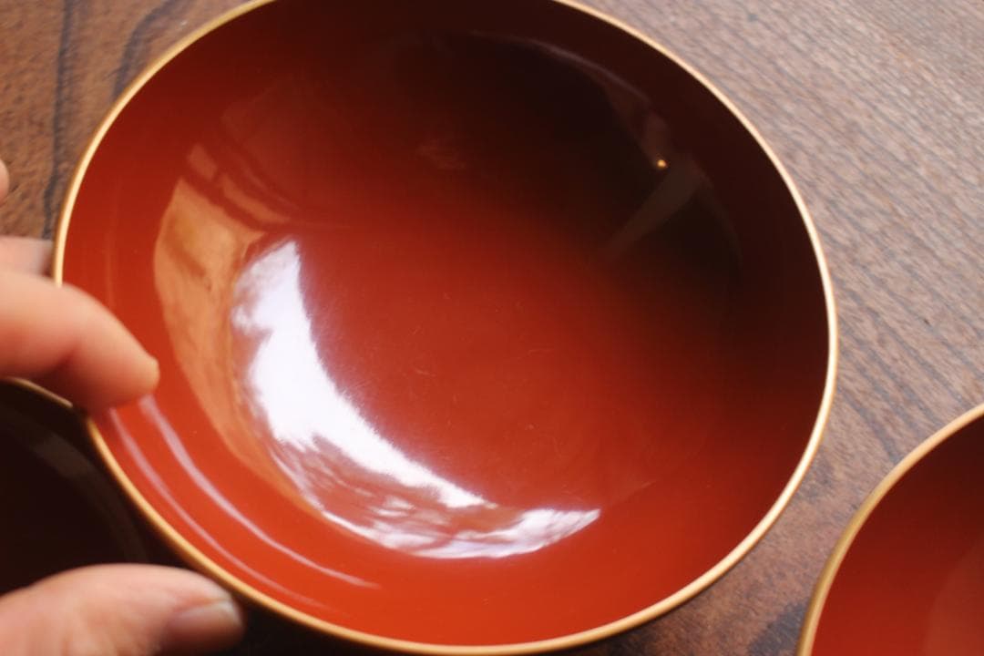 デッドストック！極上内朱梨地に優美な鳳凰蒔絵の映えるお椀2点（検輪島塗雑煮椀