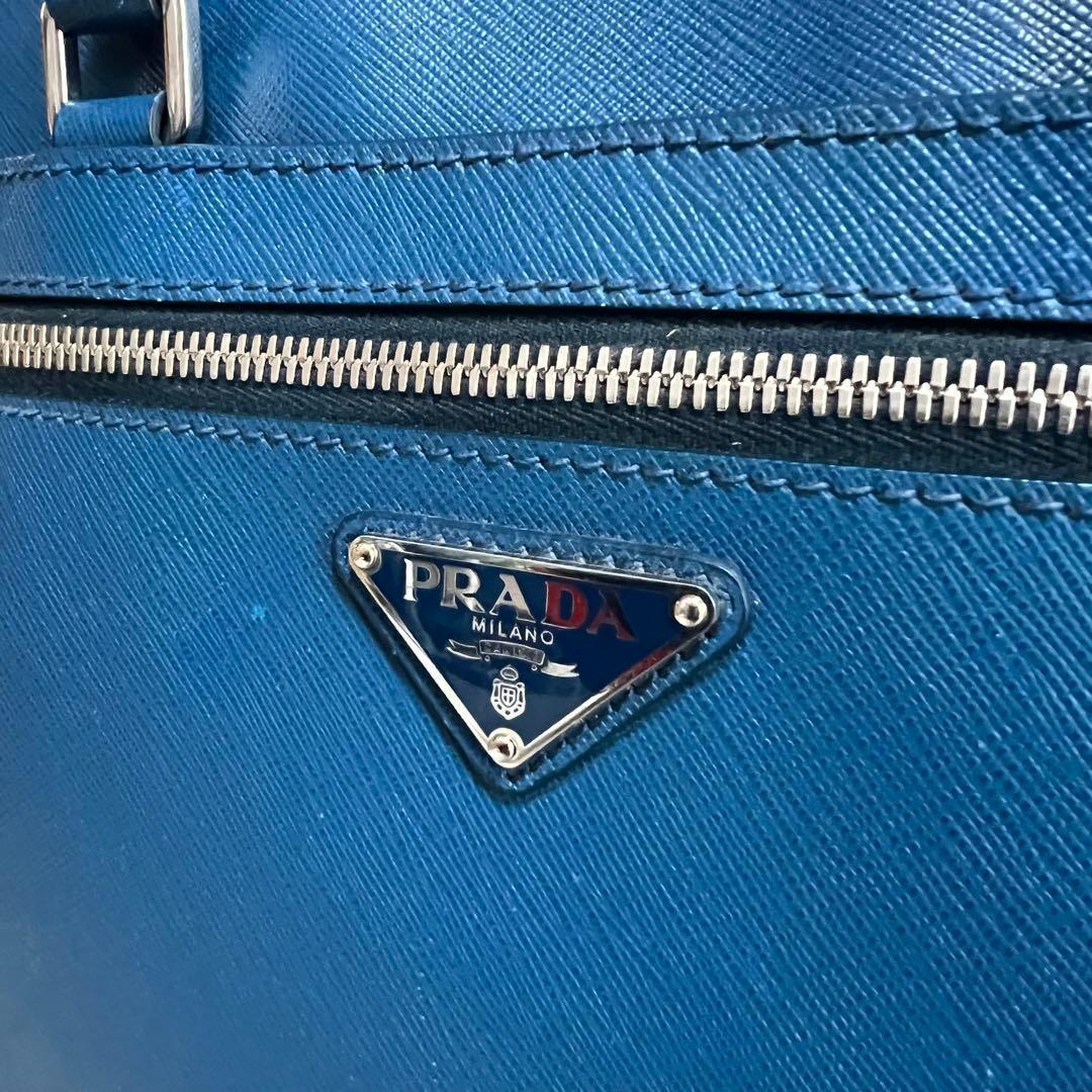 美品・現行品✨プラダ 2way ビジネスバッグ サフィアーノレザー ブルー