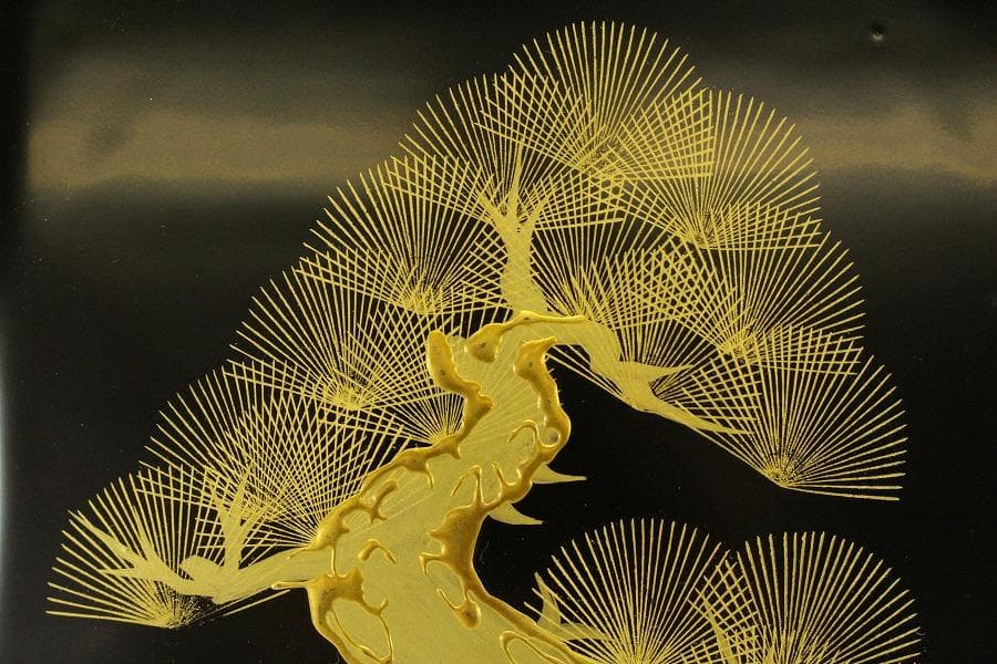 会津塗 松竹梅蒔絵 重箱 朝光作 未使用(ZE578)