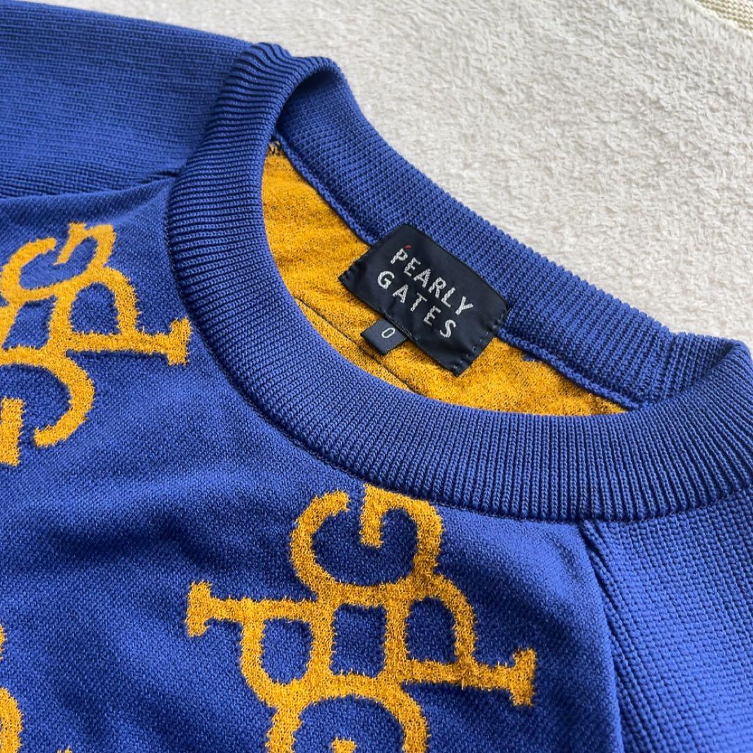 極美品　パーリーゲイツ　ニット　スカート　セットアップ　モノグラム　総柄　ブルー