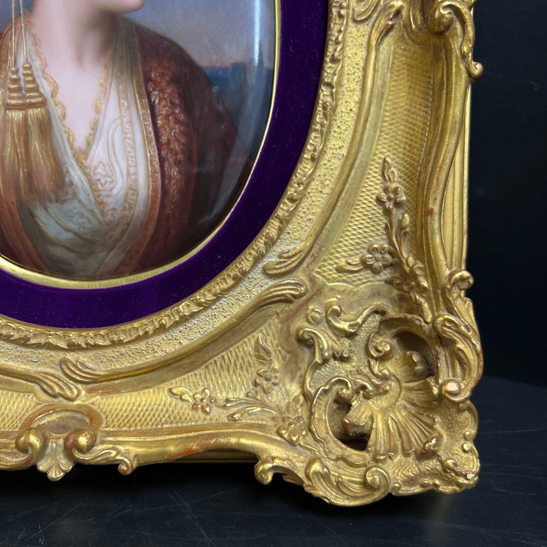 19世紀KPMベルリン人物文陶板画　「KPM」刻印　共箱　東Y7-1219☆1F