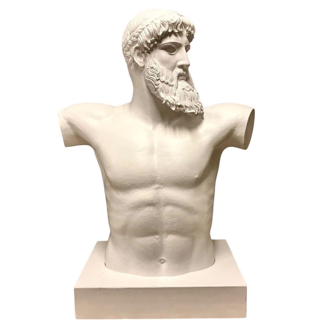 【希少】ポセイドン 石膏像 石像 胸像 デッサン 特大 彫刻 置物 オブジェ