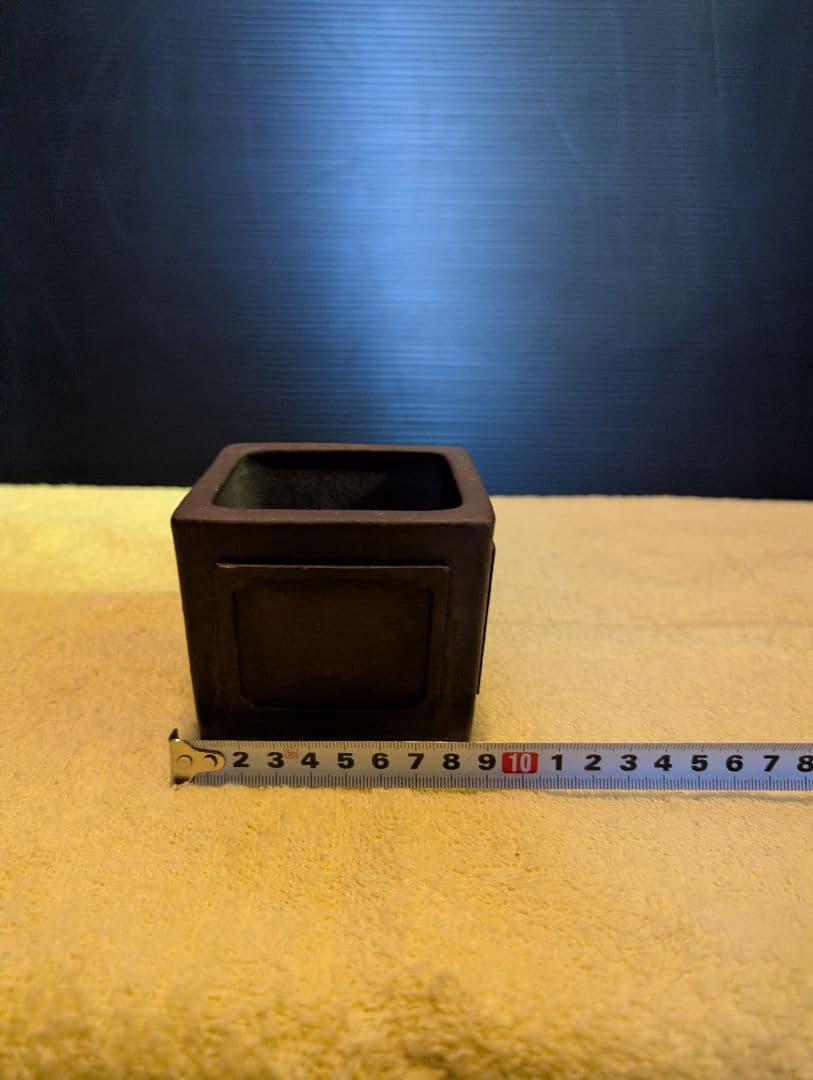 常滑松泉焼印！時代物 四角形 色 約10cm