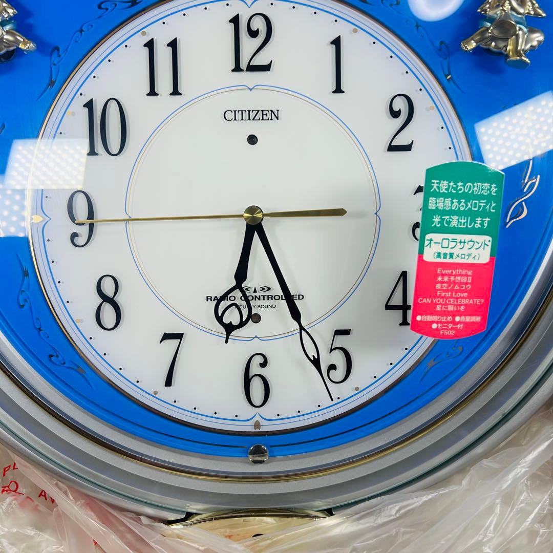 未使用品 シチズン エンジェルキス 電波掛け時計 6曲メロディ入り 4MN404
