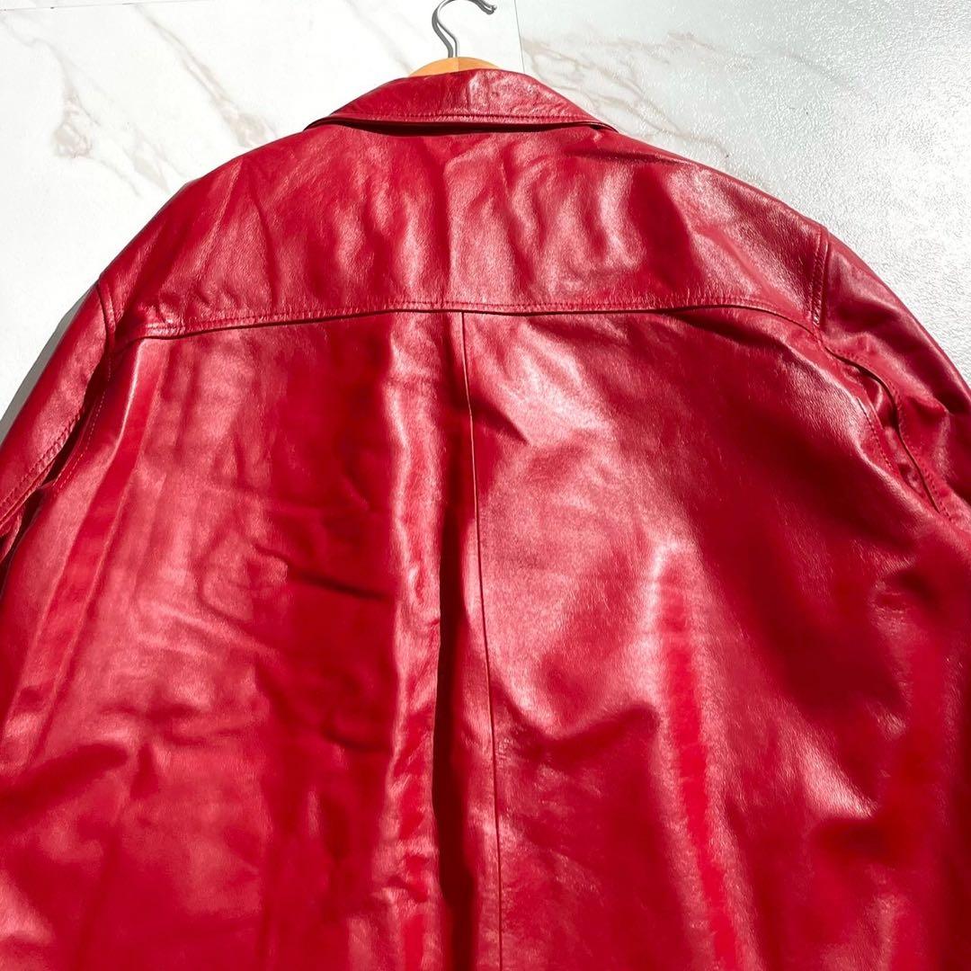 【極美品✨】SCHAFFEN ライダースジャケット ラムレザー 希少色 赤 L
