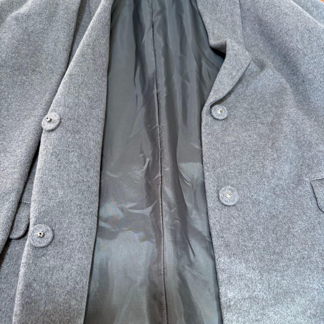 Nobleノーブル　カシミヤ混　軽量ボリュームコート　グレー　38