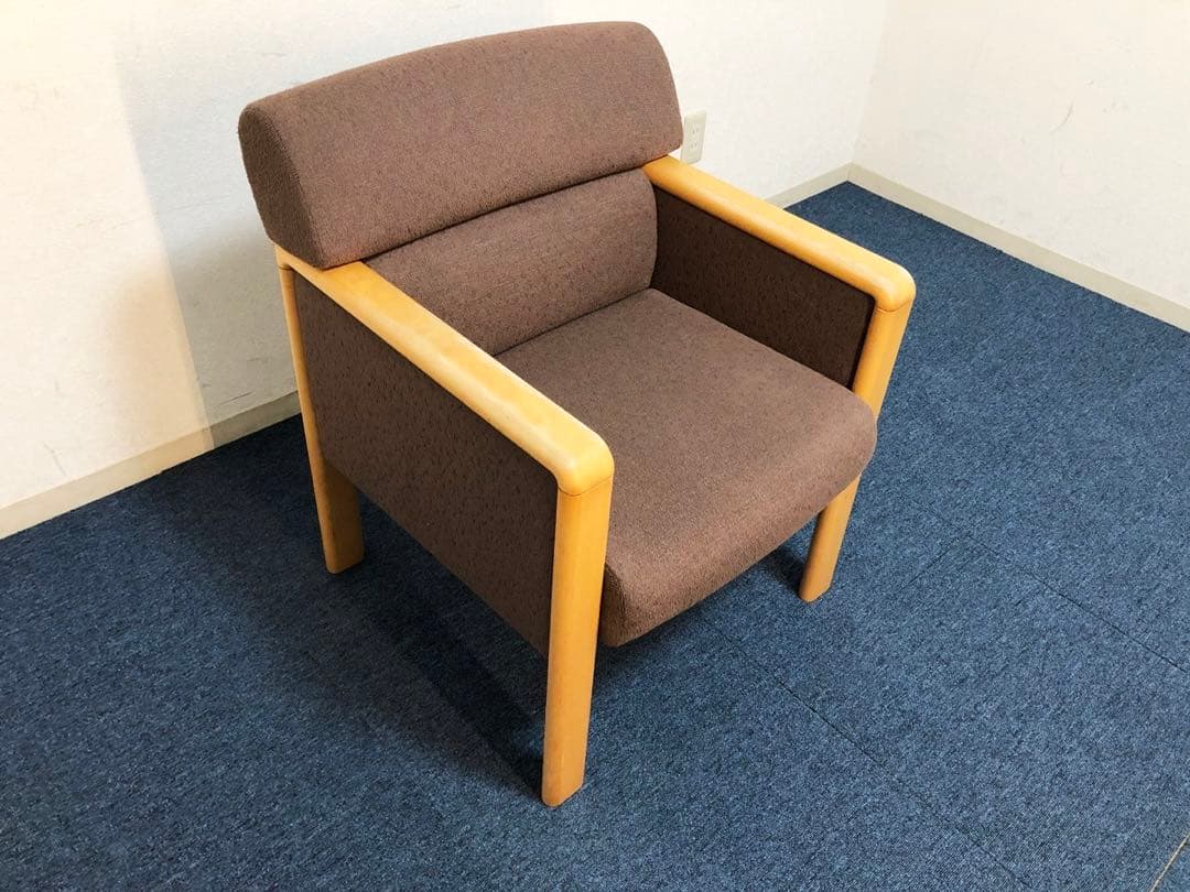 jam okamura 超高級1人用ソファ布張りブラウン生地イージーチェア