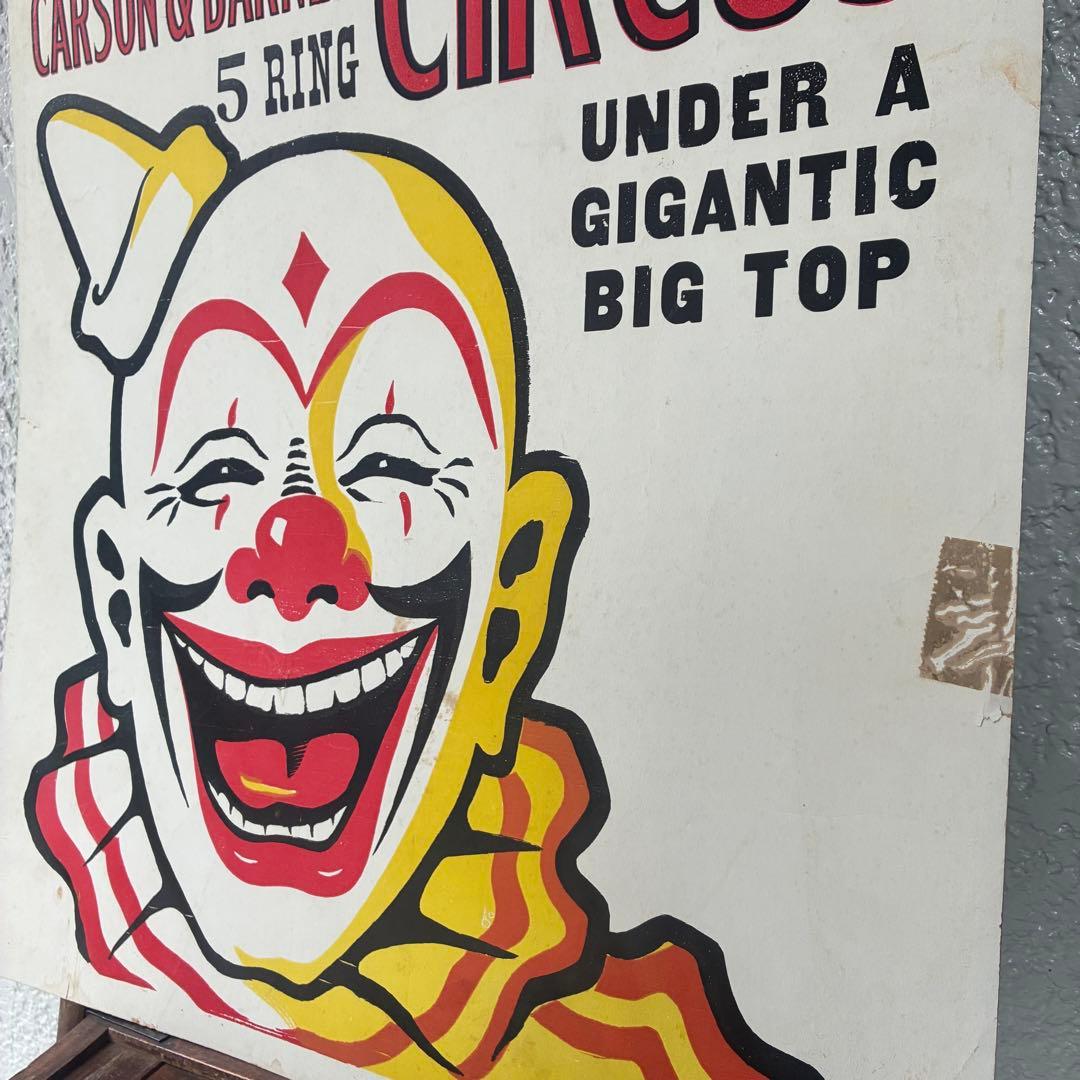 希少50'sアメリカアンティークピエロ遊園地サーカス広告　道化師ヴィンテージ雑貨