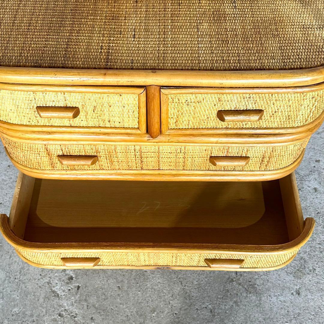 ꧁ラタン꧂ 70s〜80s昭和レトロ♢ ラタンチェスト 5段 籐家具 ナチュラル