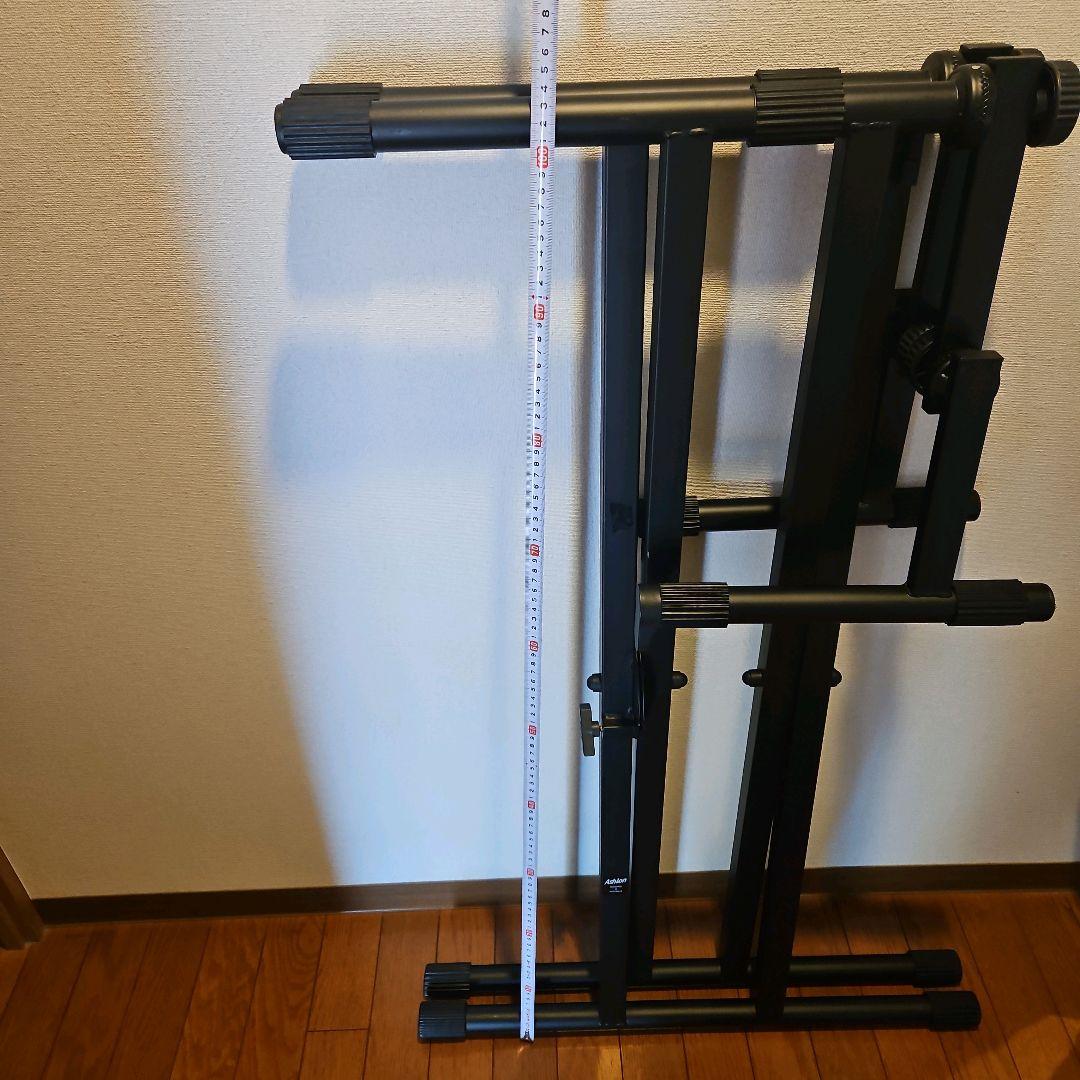 ashton２段　キーボードスタンド 　拡張スタンド高さ、幅調整可能 黒