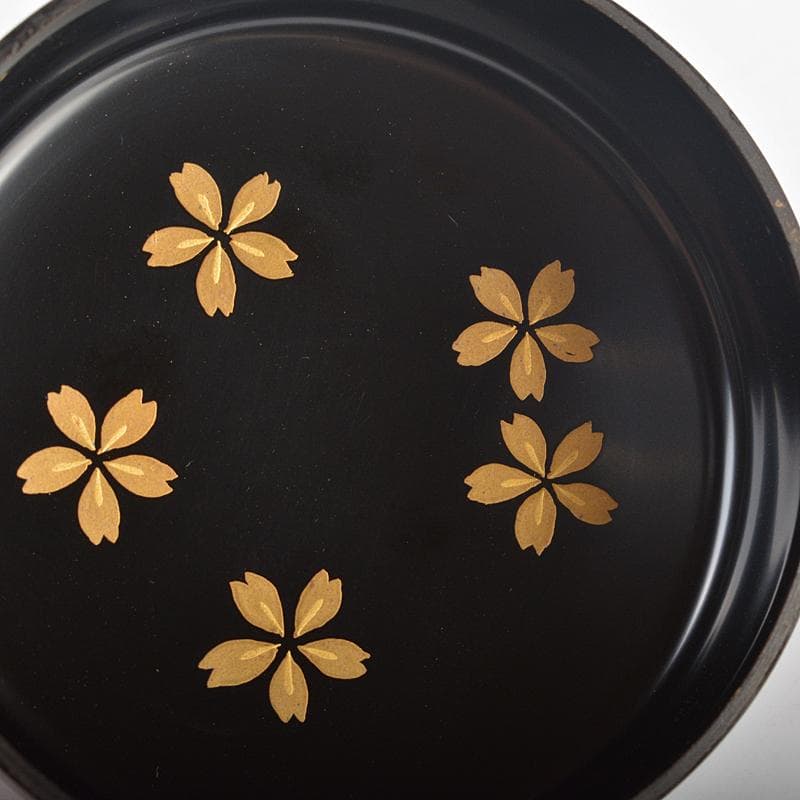 茶道具　山中塗　中村宗悦作　夜桜闇蒔絵　大棗　共布共箱　V　R6536