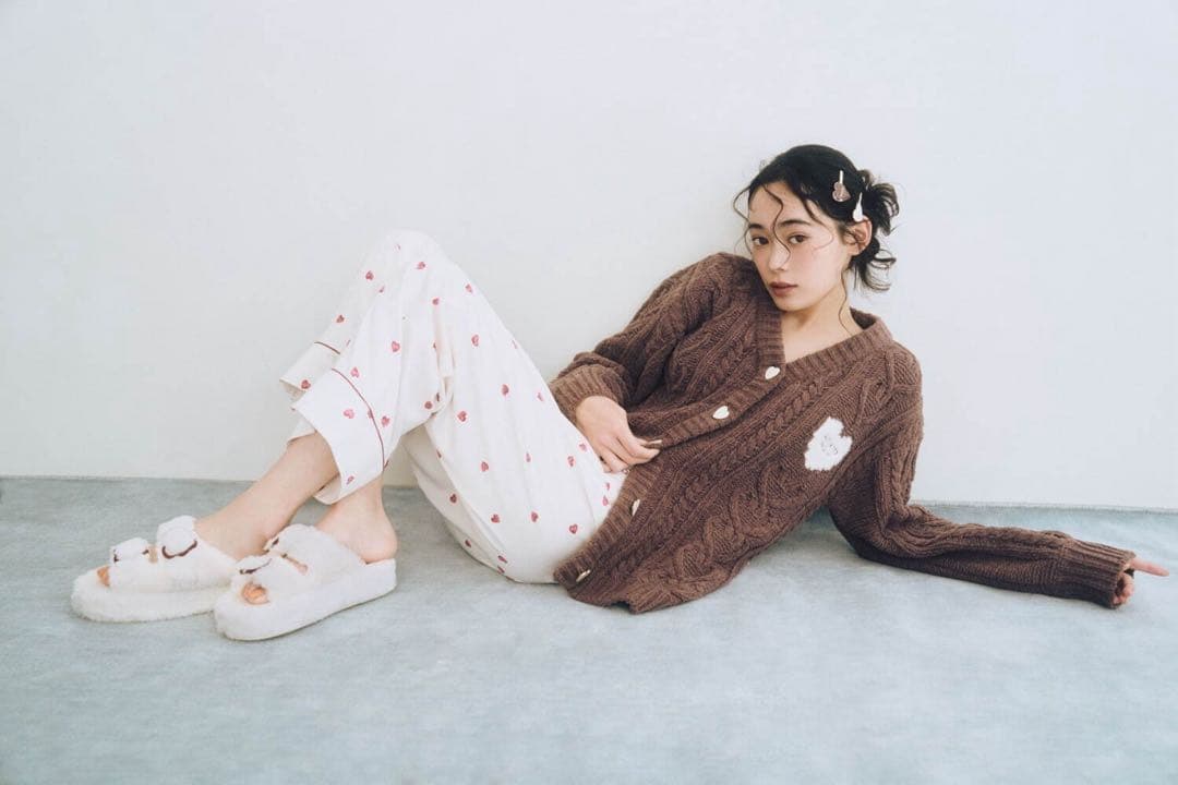 ジェラートピケ バレンタイン ハートアランカーディガン ‪ブラウン