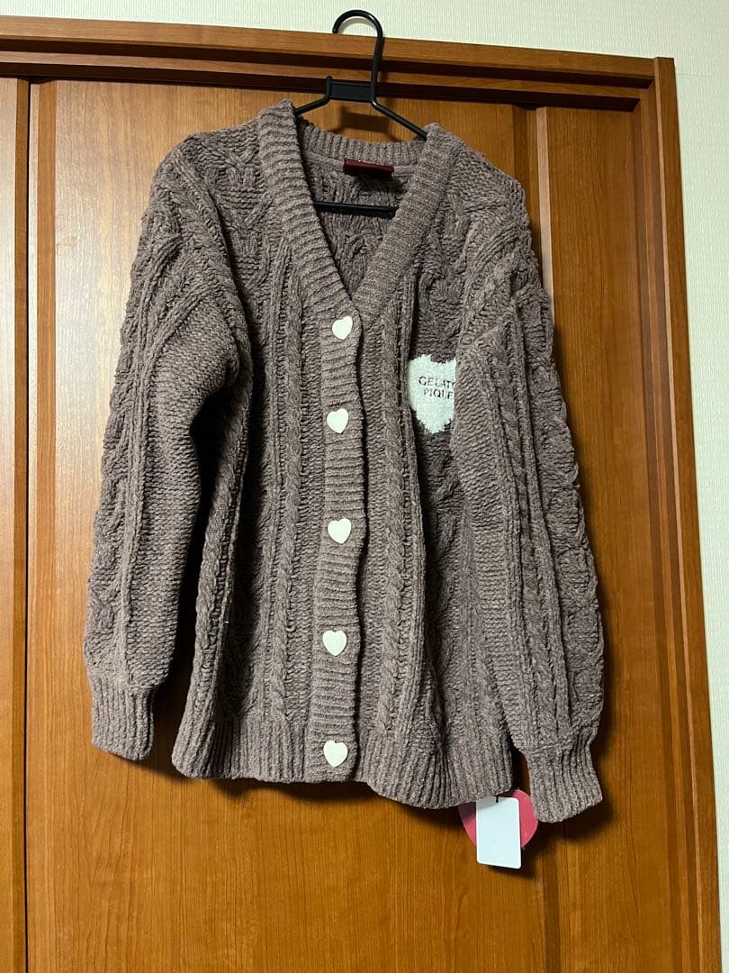 ジェラートピケ バレンタイン ハートアランカーディガン ‪ブラウン