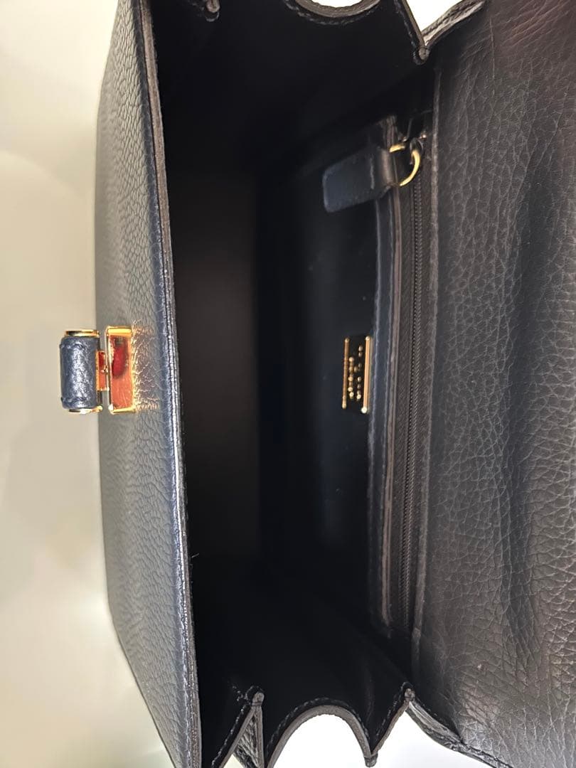 WAKO ネイビー レザー ハンドバッグ