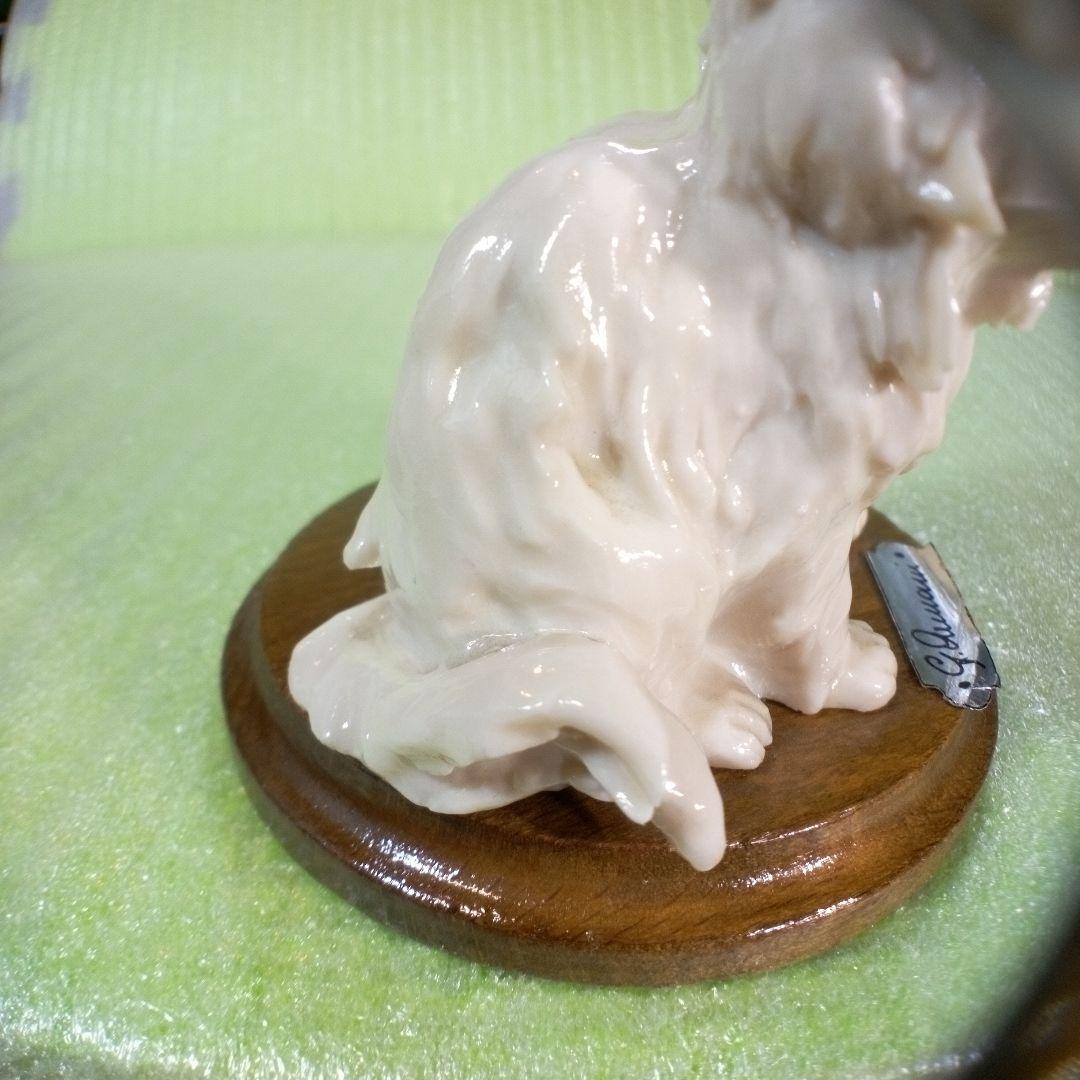 アンティークな猫の置物　仲良し　白猫　ペルシャ？　長毛種？　Whitecat