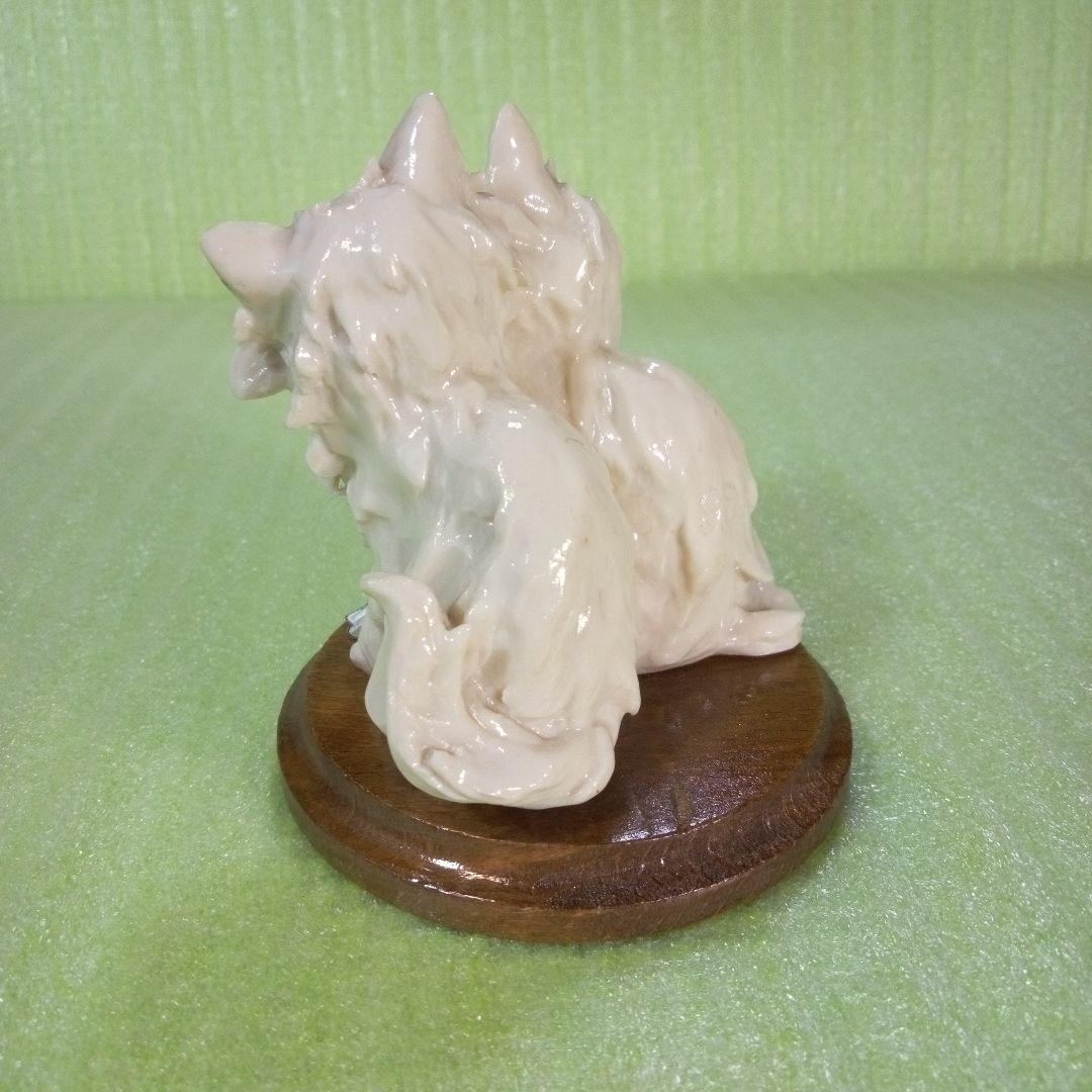アンティークな猫の置物　仲良し　白猫　ペルシャ？　長毛種？　Whitecat