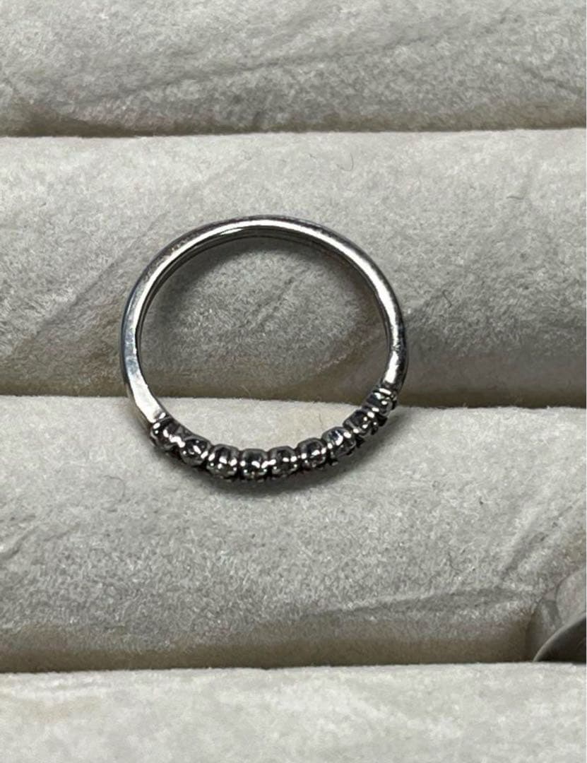 アガット リング 指輪 ピンキーリング シルバー ダイヤ 美品 3号