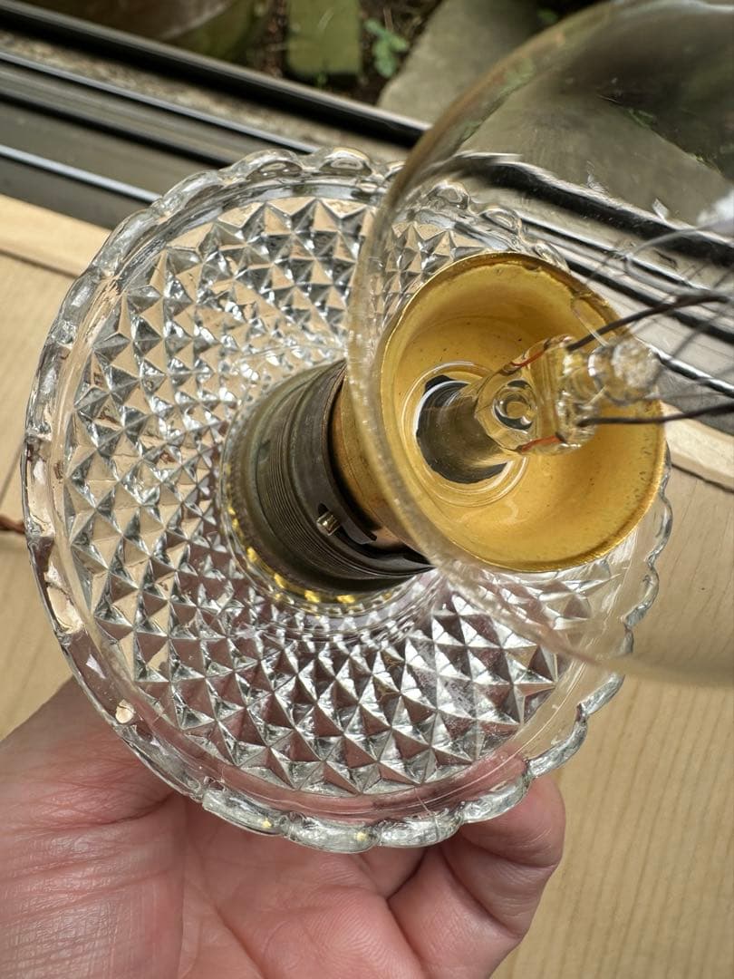 20年代 フランス アンティーク ダイヤモンドキルト模様の小さなアトリエランプ＊