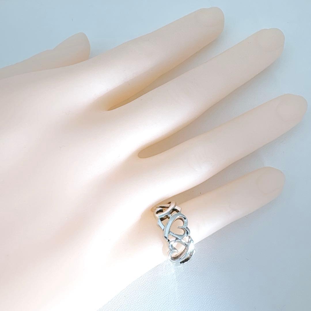 【光沢艶感仕上げ】ティファニー トリプルラビングハート シルバー リング 12号