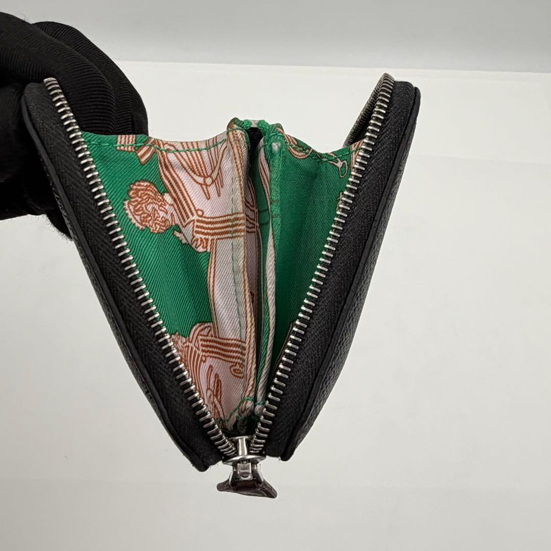 美品✨エルメス アザップ シルクイン コンパクト ブラック U刻印 財布 822